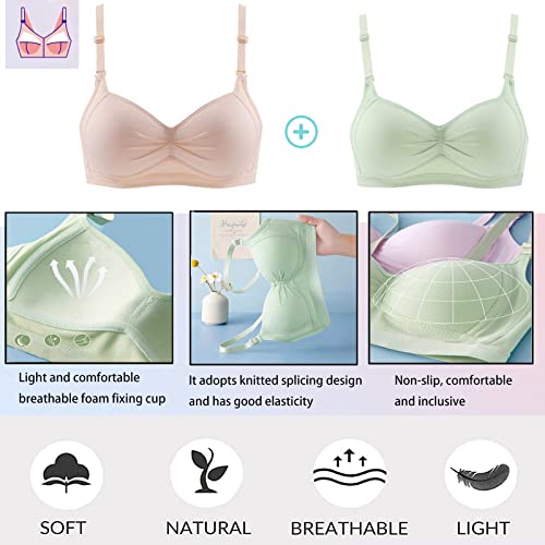 Anntry Teenage Girls Cotton Bras Breathable Underwear Wire Free Sports Bra with Adjustable Straps Training Bralette for Women Girls Pack of 3