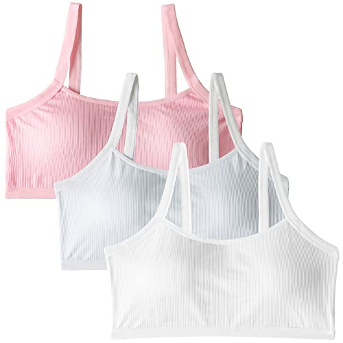 EDS Service Crop Top Bra for Girls, Soft Cotton First Teen Girls Bra, Kids Training Bra Threaded Type with Removable Padfor Age 10-16 Years (3 Pack)