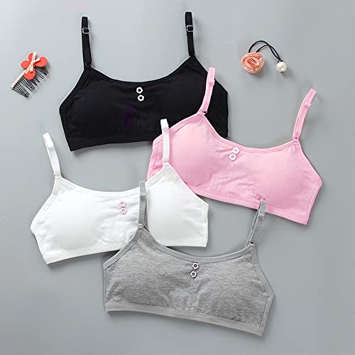 4 Pack Teen Girls Sports Bras Cotton Underwear Adolescente Kids Vest Training Bra Crop Top with Removable Pads for 8-14 Years