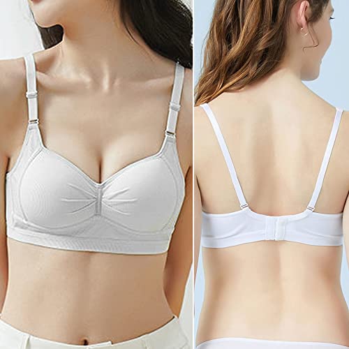 EDS Service Girls First Bra, Soft Cotton Teen Bra, 3 Pack Wire Free Padded Crop Top, Young Girls Underwear with Adjustable Strap for Women 12-18Years