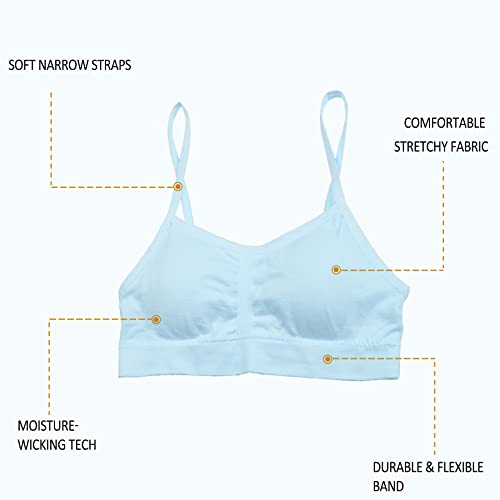 POWER FLOWER Girls Back to School Seamless Training Bra with Removable Pads Multicoloured Girls Sports Bra Strappy Top for 8-14 Years (3360, 12-14 Years)