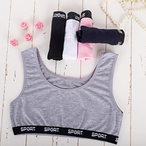 LOREZA ® 5 Girls Cotton Bra Tops Underwear - Sports Bra Top - Design 11-12-13 Years