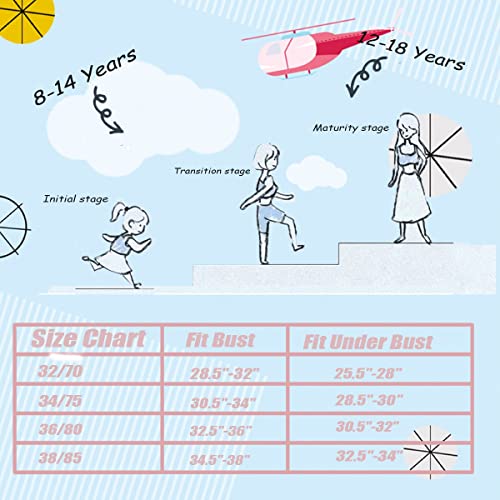 Yintry Cotton Teen Girl’s Sport Bra with Adjustable Detachable Strap Wire Free Training Bralette 3 Pack A-Cup