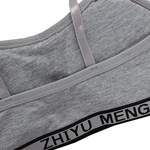 Girls Sports Bras Cotton Teen Vest 8-14 Years Adolescente Kids Seamless Underwear with Removable Pads and Adjustable Shoulder Strap- 4 Pcs/4 Set