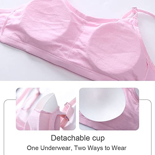 4 Pack Teen Girls Sports Bras Cotton Underwear Adolescente Kids Vest Training Bra Crop Top with Removable Pads for 8-14 Years