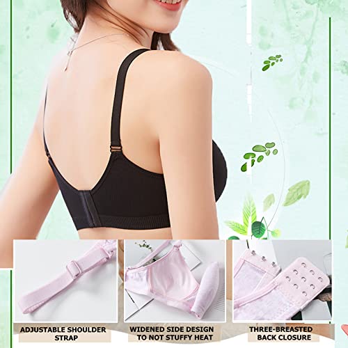 Yintry Cotton Teen Girl’s Sport Bra with Adjustable Detachable Strap Wire Free Training Bralette 3 Pack A-Cup