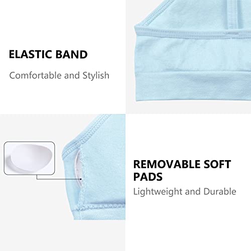 POWER FLOWER Girls Back to School Seamless Training Bra with Removable Pads Multicoloured Girls Sports Bra Strappy Top for 8-14 Years (3360, 12-14 Years)