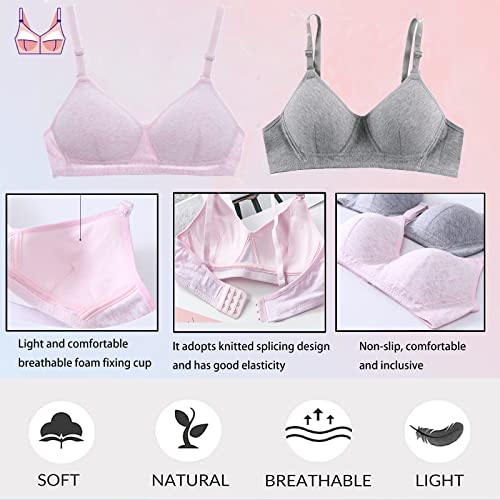 Yintry Cotton Teen Girl’s Sport Bra with Adjustable Detachable Strap Wire Free Training Bralette 3 Pack A-Cup