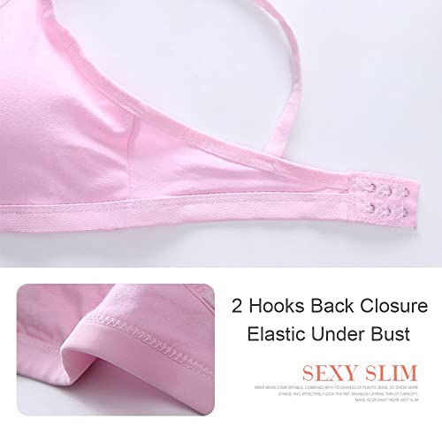 4 Pack Teen Girls Sports Bras Cotton Underwear Adolescente Kids Vest Training Bra Crop Top with Removable Pads for 8-14 Years