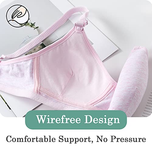 Sunvivid 3 Pack Teen Girl’s Bra Cotton Puberty Wire Free Underwear with Adjustable Strap Training Bralette for 12-18 Years Girls and Women