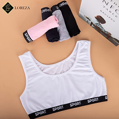 LOREZA ® 5 Girls Cotton Bra Tops Underwear - Sports Bra Top - Design 11-12-13 Years