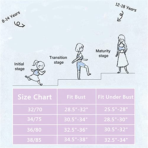 Anntry Teenage Girls Cotton Bras Breathable Underwear Wire Free Sports Bra with Adjustable Straps Training Bralette for Women Girls Pack of 3