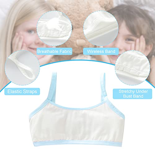5Pcs Girls Cotton Training Crop Bra, Camisole Style Lightweight Seamless Sports Bra, Training Bra with Elastic Shoulder Suitable for Schoolgirls, Comfortable and Machine Washable Clothes for Kid