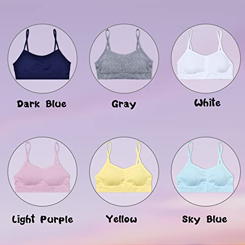 POWER FLOWER Girls Back to School Seamless Training Bra with Removable Pads Multicoloured Girls Sports Bra Strappy Top for 8-14 Years (3360, 12-14 Years)