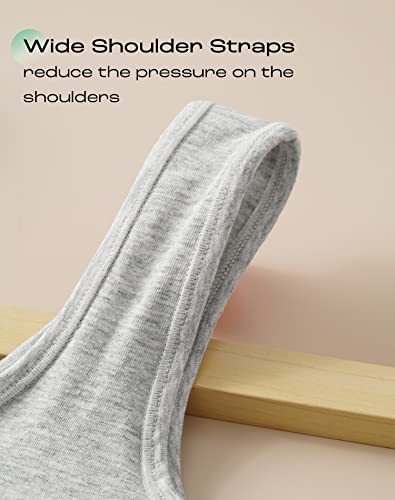 INNERSY Girls Sports Bra White Crop Tops Kids Teen Black Bralette Grey Training Underwear 3 Pack (XL, Basic Black/White/Grey)