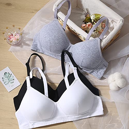 Yintry Cotton Teen Girl’s Sport Bra with Adjustable Detachable Strap Wire Free Training Bralette 3 Pack A-Cup