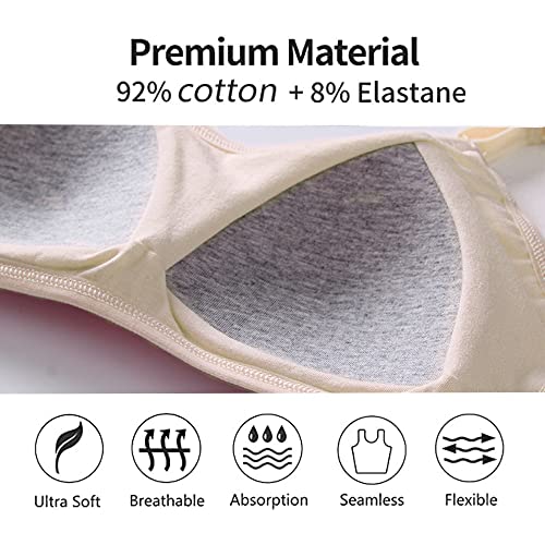 4 Pack Girls Sports Bra Training Bras Underwear with Fixed Bust Pad and Adjustable Strap Teenage Girls Crop Top for Kids 10-16 Years