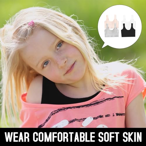 kuryt Girls Sports Bra 4PCS Kids Bra Teens Girls Bra Crop Tops Age 11-12 Soft Comfortable Cotton Material Suitable for First Bra for Girls 11-12 Training School Essentials