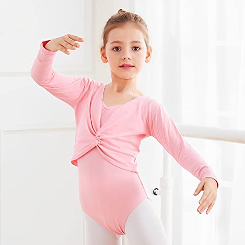 PythJooh Toddler Girl Ballet Dance Wrap Kid Long Sleeve Crossover Cotton Dance Cardigan for 2-8Years