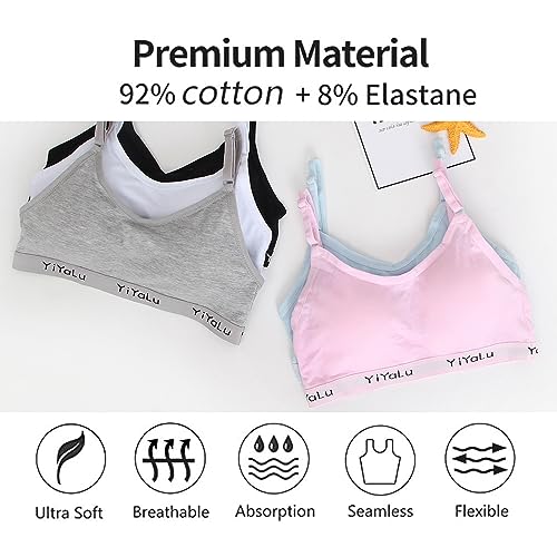 Sports Bra for Girls 3 Pieces Training Bras Sports Underwear with Removable Bust Pad and Adjustable Strap for Teenage Girls 8-14 Years