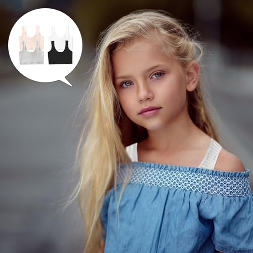 kuryt Girls Sports Bra 4PCS Kids Bra Teens Girls Bra Crop Tops Age 11-12 Soft Comfortable Cotton Material Suitable for First Bra for Girls 11-12 Training School Essentials