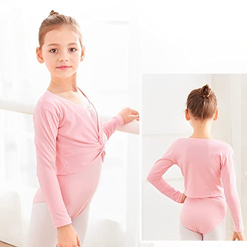 PythJooh Toddler Girl Ballet Dance Wrap Kid Long Sleeve Crossover Cotton Dance Cardigan for 2-8Years