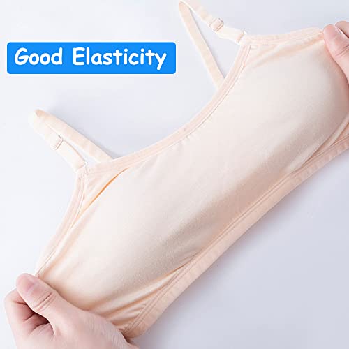 4 Pack Girls Sports Bra Training Bras Underwear with Fixed Bust Pad and Adjustable Strap Teenage Girls Crop Top for Kids 10-16 Years