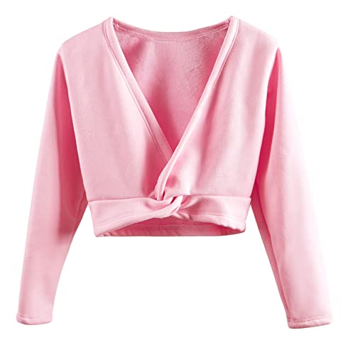 Mulnall Girls Ballet Wrap Tops Leotard Long Sleeve Dance Wraps Sweater Gymnastics Cardigan,Velvet Inner(UK824-08-120)