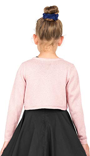 BlackButterfly Kids Long Sleeve Sparkle Cardigan Childrens Girls Bolero Shrug (Baby Pink, 5-6 Years)