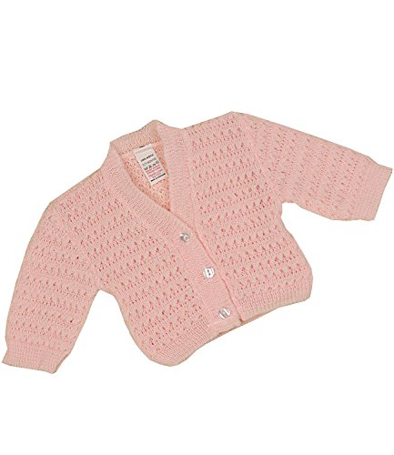 BabyPrem Baby Cardigan Jacket V-Neck Long Sleeve Lacey Acrylic Newborn-9 mths Pink 0-3