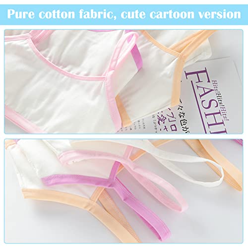 5Pcs Girls Cotton Training Crop Bra, Camisole Style Lightweight Seamless Sports Bra, Training Bra with Elastic Shoulder Suitable for Schoolgirls, Comfortable and Machine Washable Clothes for Kid