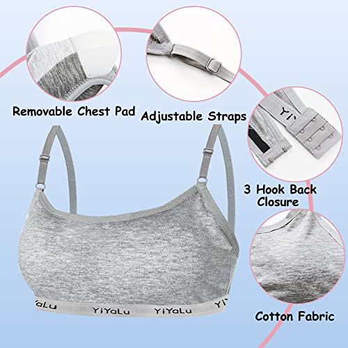 Sports Bra for Girls 3 Pieces Training Bras Sports Underwear with Removable Bust Pad and Adjustable Strap for Teenage Girls 8-14 Years