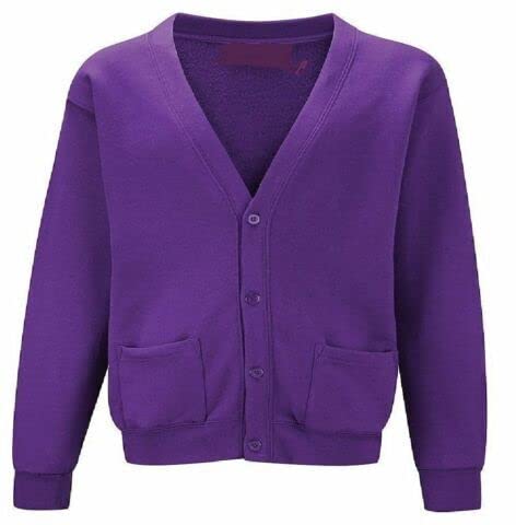 INSAFIANS Girls School Cardigan Stretchable Fleece Sweat Shirt with front Buttons & Pockets (as8, age, 2_years, 3_years, regular, Purple)