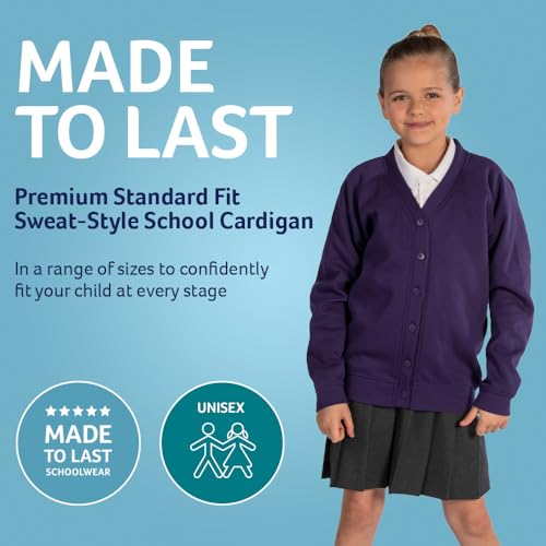 Trutex Unisex Sweatshirt Cardigan for School Uniform, Long Sleeve, Button Down, 260g, Red (Scarlet), 2-3 Years UK