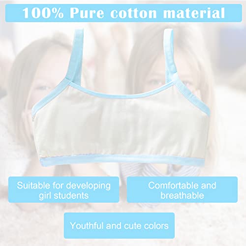 5Pcs Girls Cotton Training Crop Bra, Camisole Style Lightweight Seamless Sports Bra, Training Bra with Elastic Shoulder Suitable for Schoolgirls, Comfortable and Machine Washable Clothes for Kid