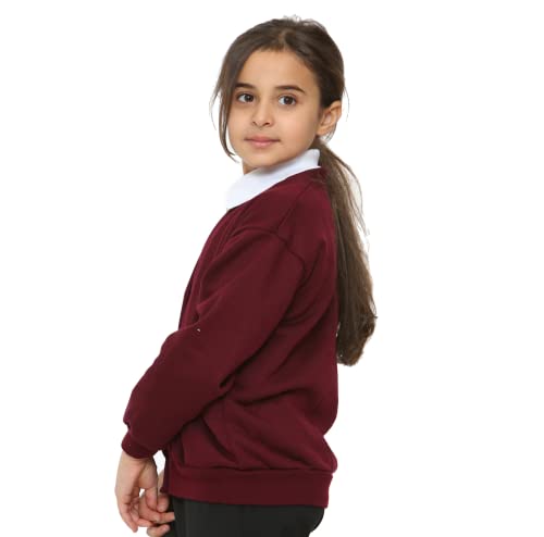 Sapphire 4 Kids Girls Children Unisex Cardigan Fleece School Uniform Schoolwear Button Front Closure (as8, Age, 9_Years, 10_Years, Regular, Maroon/Wine/Burgundy, 9 10 Years)