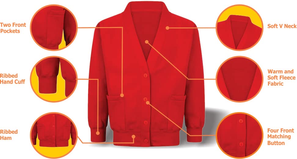 STREETWISE CLOTHING QUALITY CASUAL WEAR School Fleece Cardigan for Girls - Sweatshirt Uniform Schoolwear Shirts Crew Long Sleeve Top Button Front Pullover Cardigan - Age 7-8 Years, Royal Blue