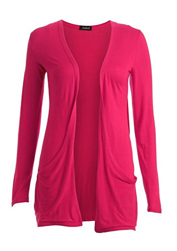 GirlsWalk Kids Girls Long Sleeves Plain Boyfriend Cardigan Top, Fuchsia, 13 YEARS