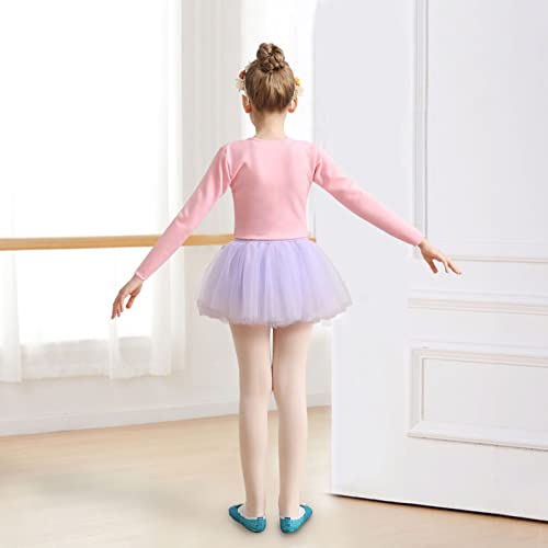 Mulnall Girls Ballet Wrap Tops Leotard Long Sleeve Dance Wraps Sweater Gymnastics Cardigan,Velvet Inner(UK824-08-120)