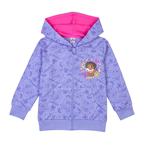 Disney Encanto Girls Hoodie, Mirabel Zip Up Hoodie Jumper for Girls, Ages 3 to 10 Years (6-7 Years) Lilac