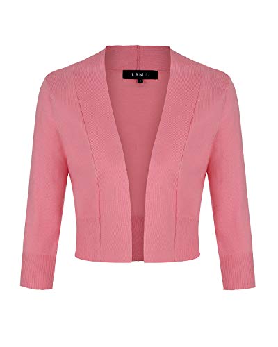 MINTLIMIT Knitted Cardigan Women Girls Cute Vintage 3/4 Sleeve Front Buttons Cardigan Shrug Pink XXL