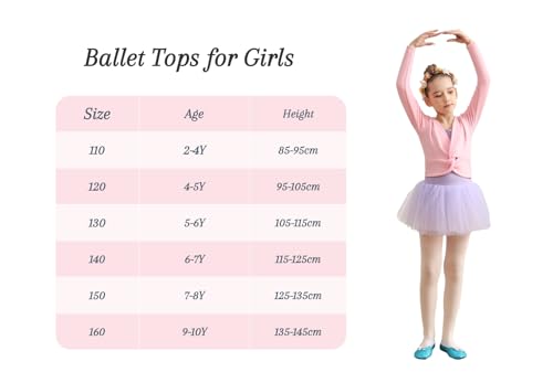 Mulnall Girls Ballet Wrap Tops Leotard Long Sleeve Dance Wraps Sweater Gymnastics Cardigan,Velvet Inner(UK824-08-120)