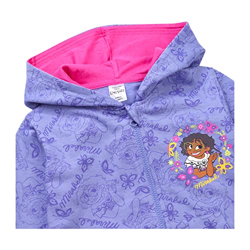 Disney Encanto Girls Hoodie, Mirabel Zip Up Hoodie Jumper for Girls, Ages 3 to 10 Years (6-7 Years) Lilac