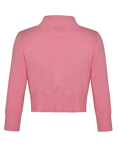 MINTLIMIT Knitted Cardigan Women Girls Cute Vintage 3/4 Sleeve Front Buttons Cardigan Shrug Pink XXL