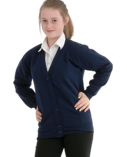 Miss Chief Girls School Cardigan Fleece Sweatshirt Uniform Schoolwear Age 2 3 4 5 6 7 8 9 10 11 12 13 14 + Adult Sizes Navy