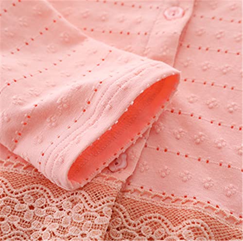 Mud Kingdom Little Girls Bolero Shrug Lace Eyelet Solid Cotton Button Down Short Cardigans Long Sleeve Cute Tops Party Pink 5 Years