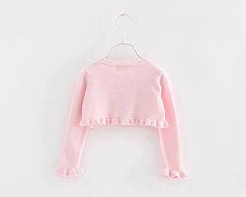 Alunsito Infant Girl Toddler Kids Long Sleeve Knit Sweater Children Girls Solid Color Bolero Shrug Coat, 100, Pink, 2-3 Years