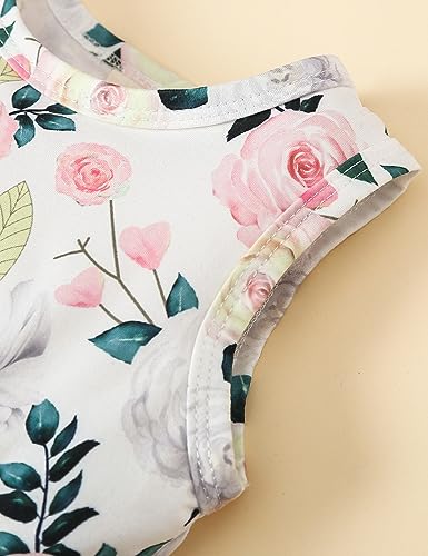 puseky Baby Girl Dress and Cardigan Set 2-3 Years Baby Girl Floral Print Sleeveless Dress and Coat Outfits Set Baby Girls Gift Pink