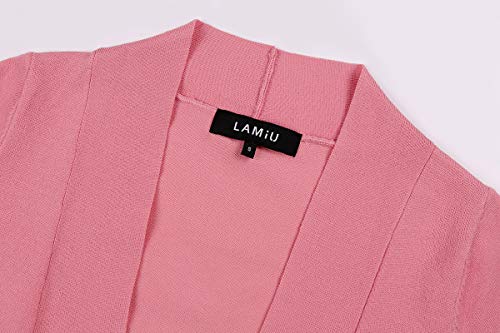MINTLIMIT Knitted Cardigan Women Girls Cute Vintage 3/4 Sleeve Front Buttons Cardigan Shrug Pink XXL