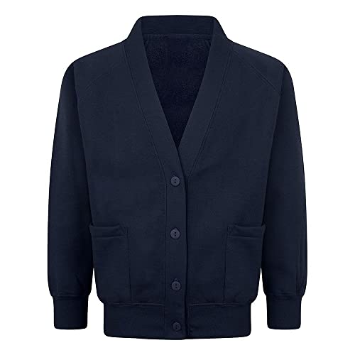 2 Pack Girls Long Sleeve Fleece Sweat Cardigan for School Uniform Casual Solid Style Girls Cardigan in Multiple Color and Sizes Navy